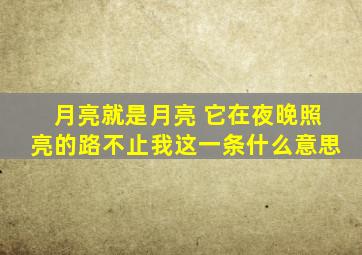 月亮就是月亮 它在夜晚照亮的路不止我这一条什么意思